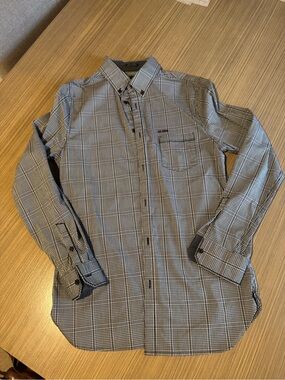 Guess Men's Black & White Check Button-Up Dress Shirt